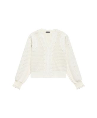  Women's Cotton Blend Crochet Detail Sweater