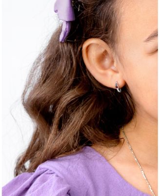 Girls' Sterling Silver 9mm Birthstone Huggie Hoops Earrings