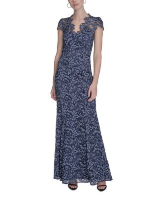 Eliza J Scalloped-Edge Lace Gown - Exclusive