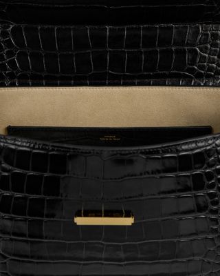 Black Croco Embossed Leather Box Bag