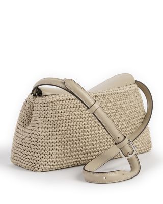 T-Lock Woven Leather Convertible Clutch in Black