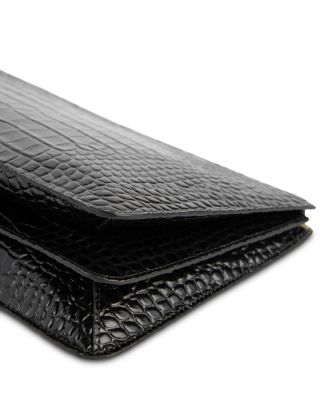 Croco Embossed Leather Clutch