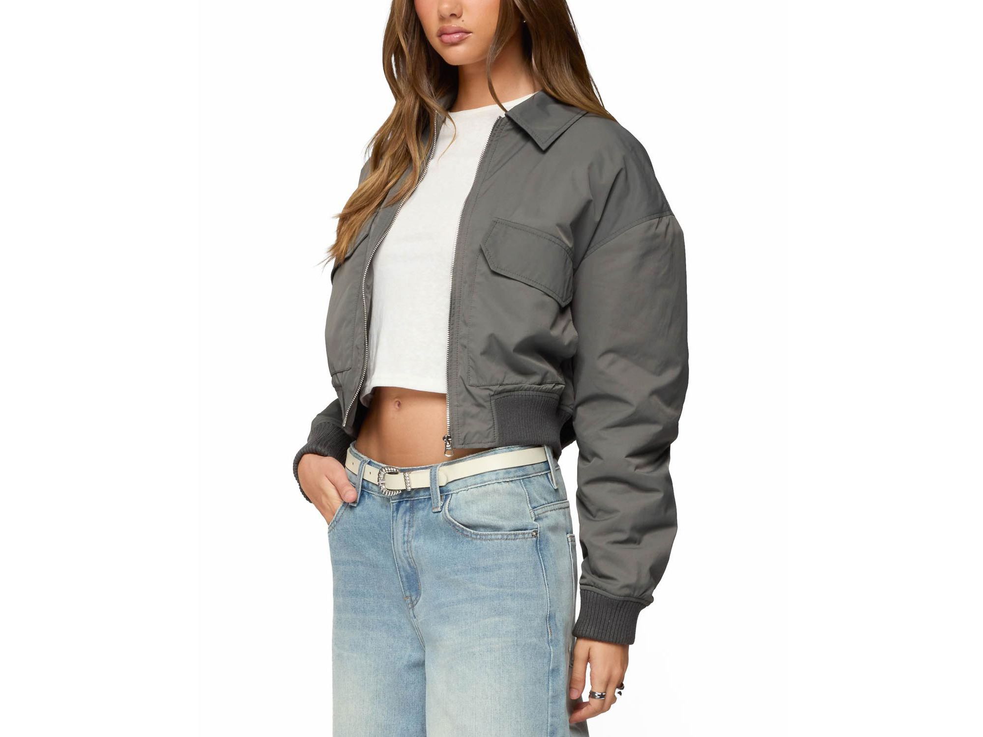 Dolan Ruched Oversized Bomber Jacket — Image 5