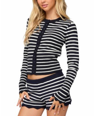 Soren Contrast Striped Knit Cardigan