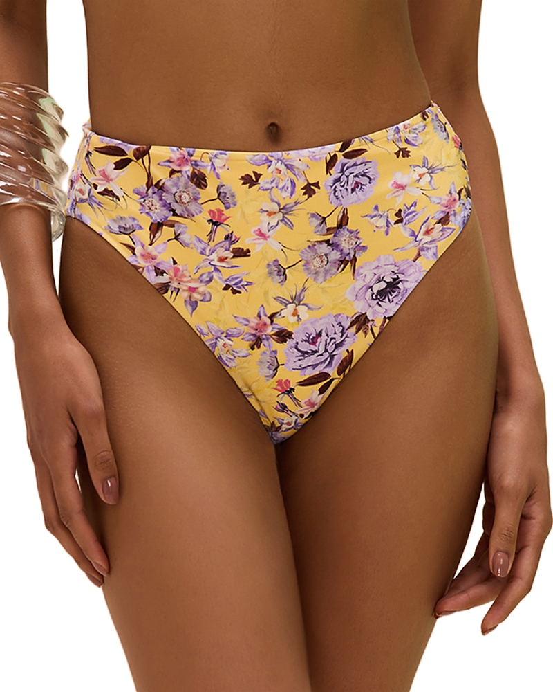 PatBO Peony Print High Waist Bikini Bottom