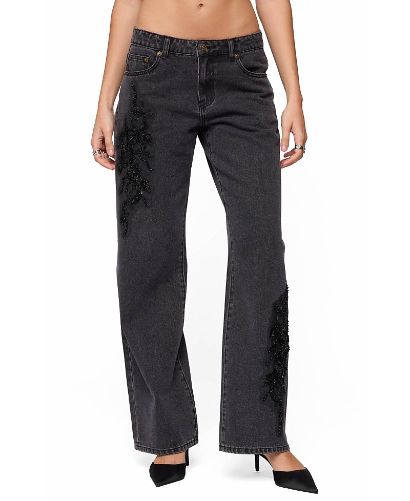 Edikted Rossa Beaded Low Rise Baggy Jeans