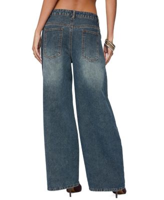 Santi Low Rise Wide Leg Dark Rinse Wash Jeans