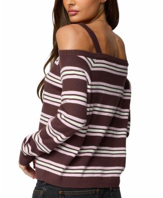 Shyla Off Shoulder Striped Knit Top