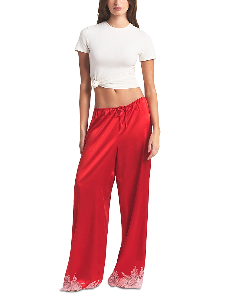 Skims Silk Blend Lace Hem Pants