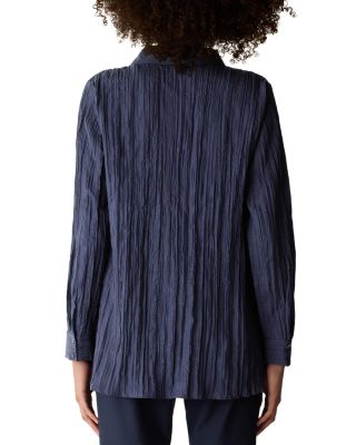 Classic Collar Pleated Silk Shirt