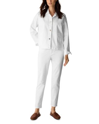 High Waist Slim Ankle Jeans in White