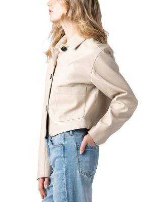 Faux Leather Button Front Jacket