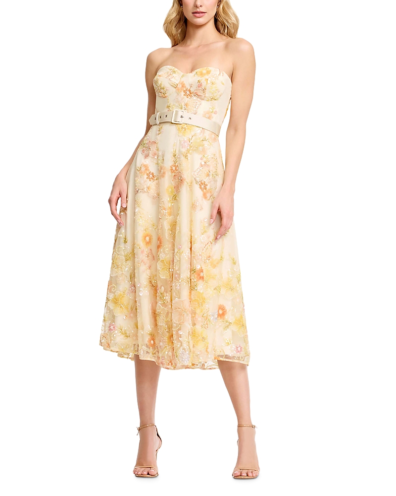 Dress the Population Mabel Sweetheart Bustier Belted Tea Dress