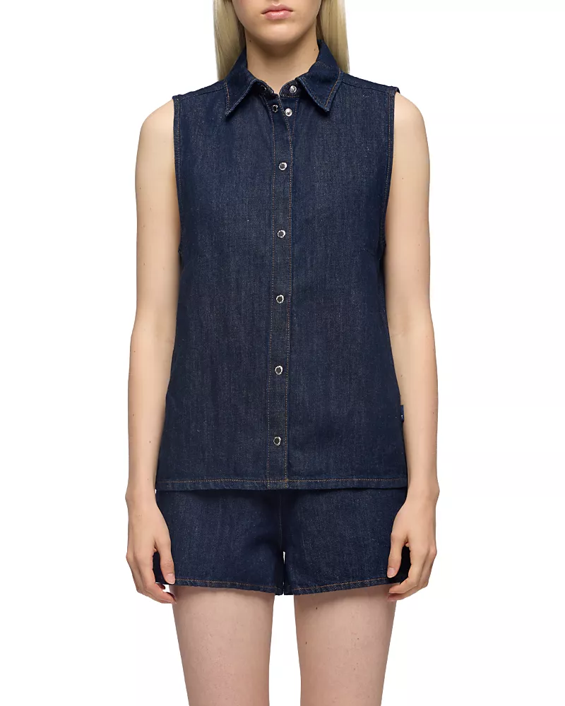 7 For All Mankind Sleeveless Denim Shirt