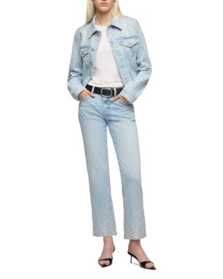 Calie Mid Rise Straight Ankle Jeans in Luminous Blue