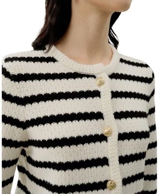  Stripped Crochet Washable-Wool Cardigan