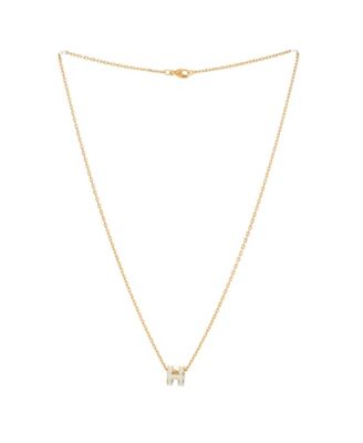 Mini Pop H Pendant Chain Necklace Metal and Enamel 16"