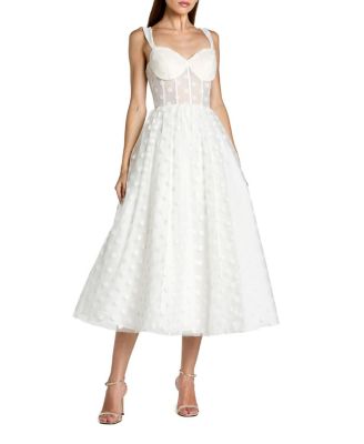 Polka Dot Net Bustier A-Line Midi Dress