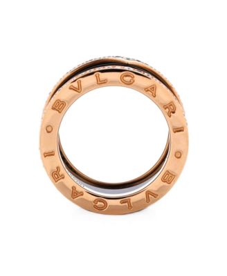  B.Zero1 Three Band Ring 18K Rose Gold and Ceramic with Diamonds