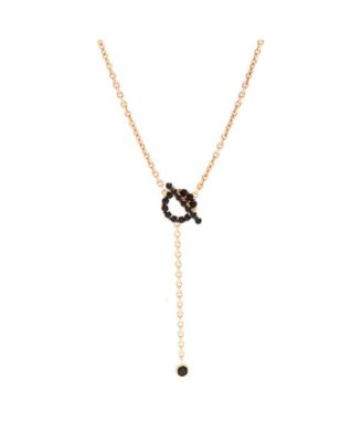 Finesse Lariat Pendant Necklace 18K Rose Gold and Black Spinels 18"