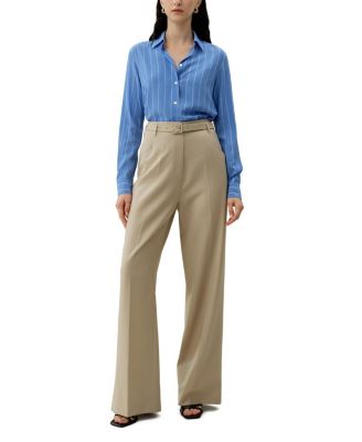  Silk Wool High-Waisted Wide-Leg Pant