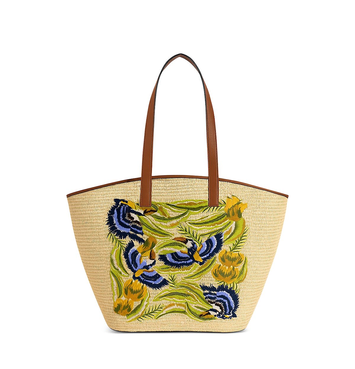 Farm Rio Raffia Basket Tote Bag