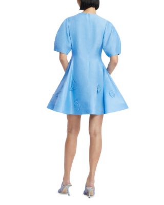 Simona Linen Blend Appliqu&eacute; Mini Dress