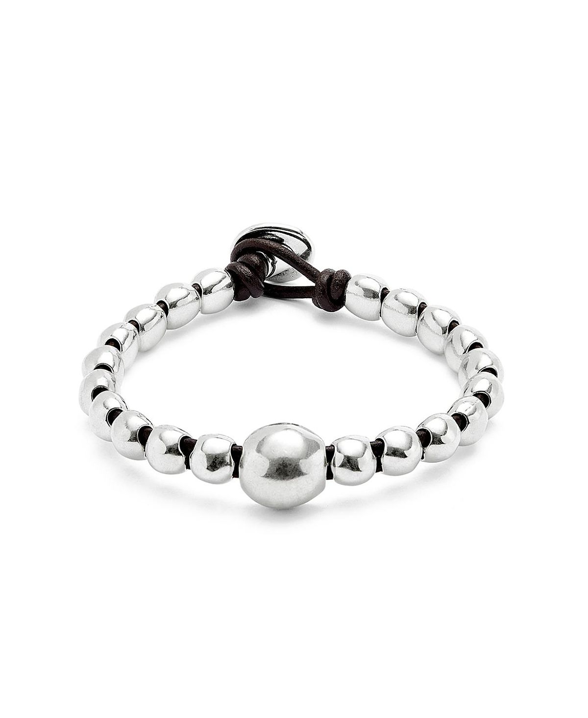 UNOde50 Leather Bracelet with a Large Bead