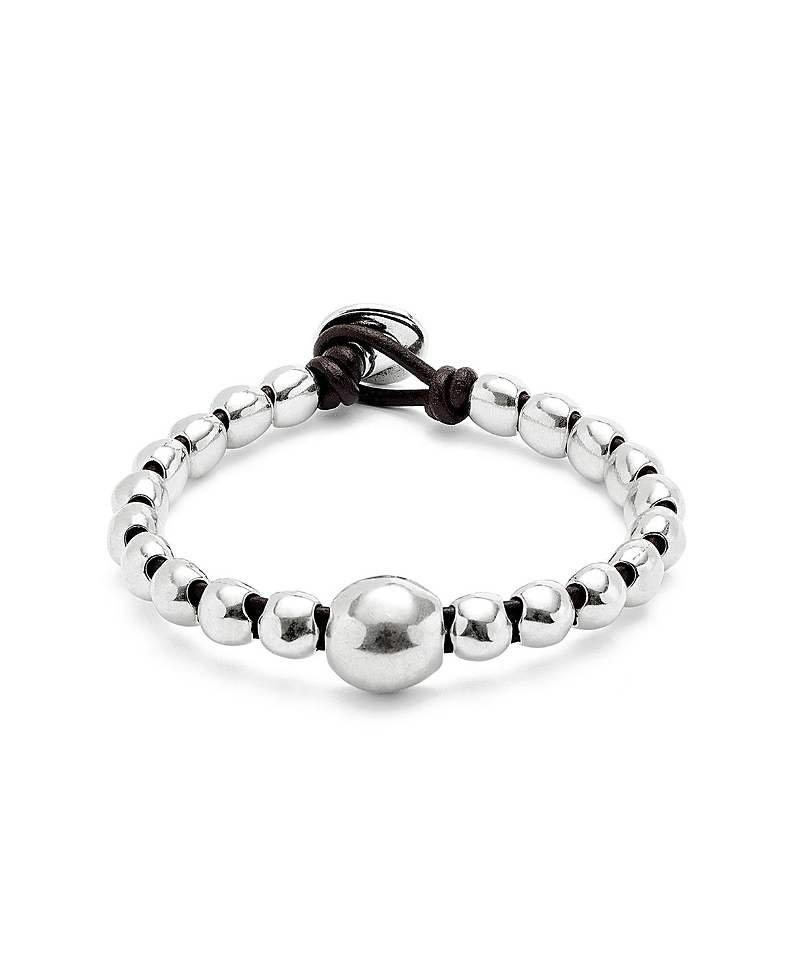 UNOde50 Leather Bracelet with a Large Bead