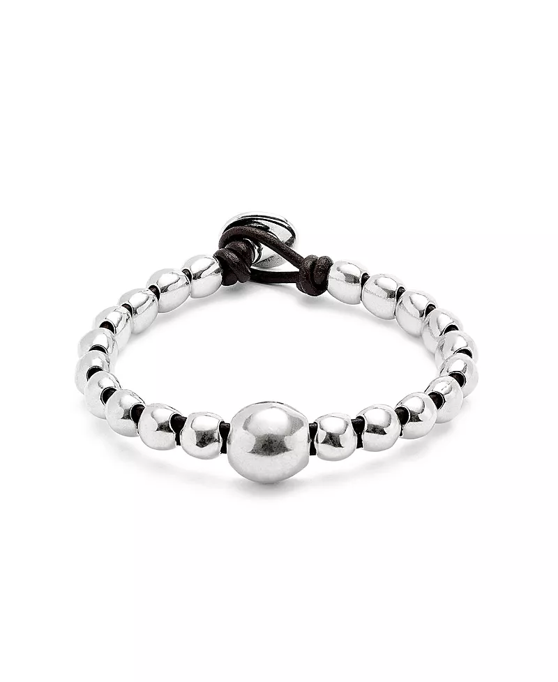 UNOde50 Leather Bracelet with a Large Bead