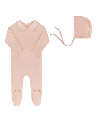 Unisex Ribbed Embroidered Collar Collection Footie + Bonnet - Baby