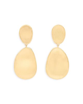 18K Yellow Gold Lunaria Textured Disc Double Drop Earrings