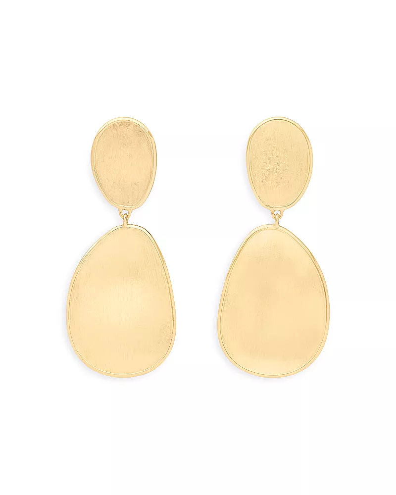 Marco Bicego 18K Yellow Gold Lunaria Textured Disc Double Drop Earrings