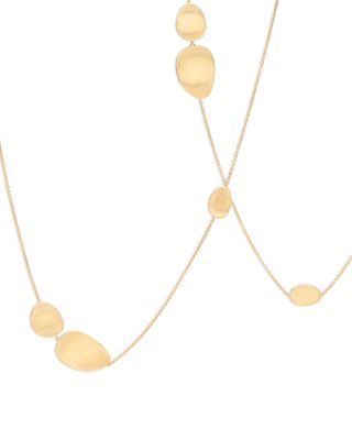 18K Yellow Gold Lunaria Textured Link Long Chain Necklace, 36"