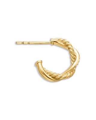Petite Infinity Huggie Hoop Earrings in 18K Yellow Gold with Diamonds, 3mm