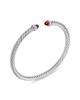 Cablespira Flex&reg; Bracelet in Sterling Silver with Rhodolite Garnet and Diamonds, 4mm