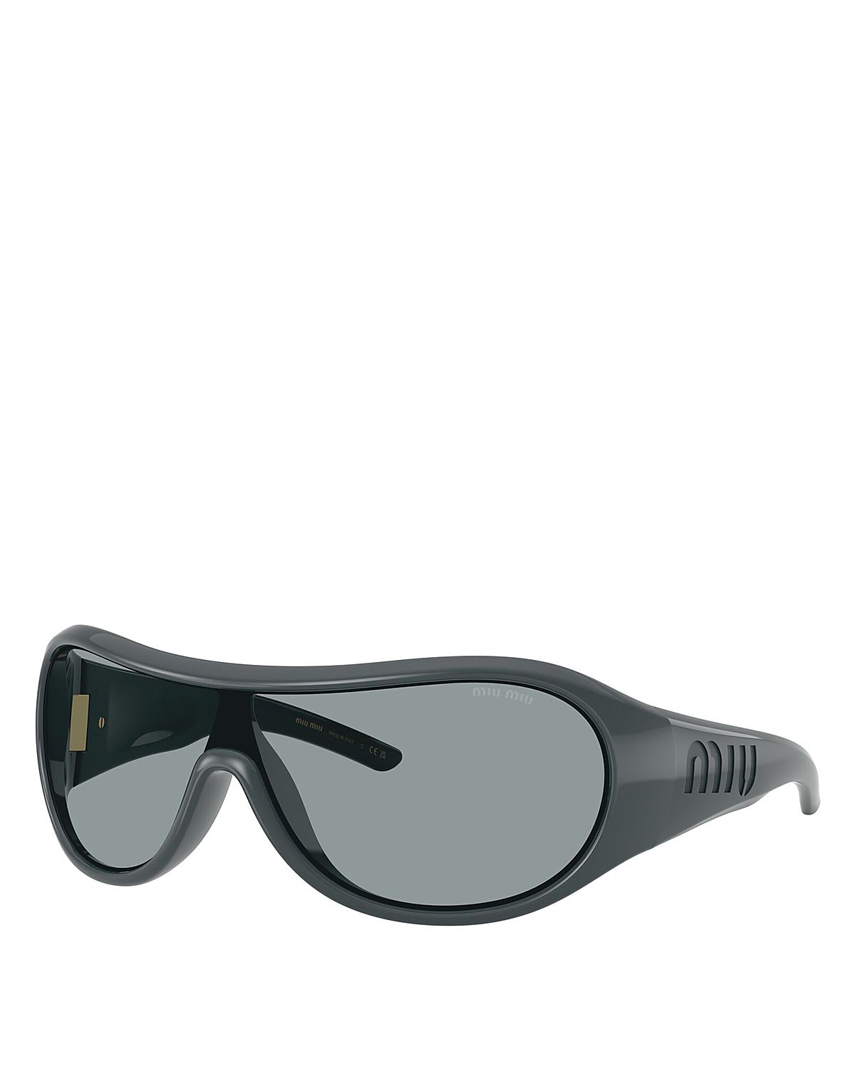 Miu Miu Wrap Around Shield Sunglasses, 133mm