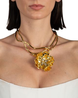 Jardin Crystal Rose Structured Collar Pendant Necklace