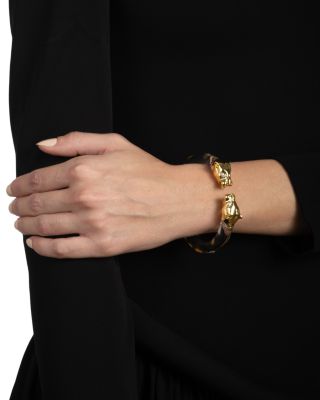 Panther Visage Lucite Hinge Cuff Bracelet
