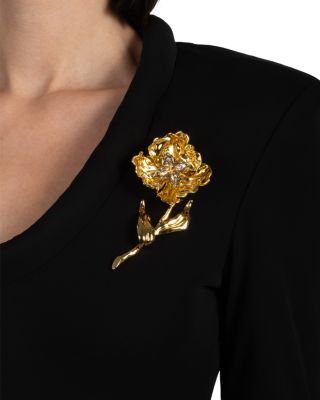 Jardin Crystal Stemmed Rose Pin