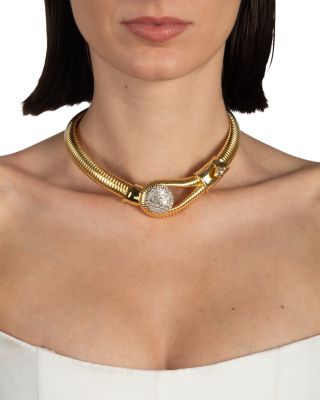Solanales Crystal Pebble Collar Necklace, 14.5"