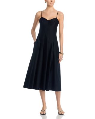 Sateen Pleated Midi Dress