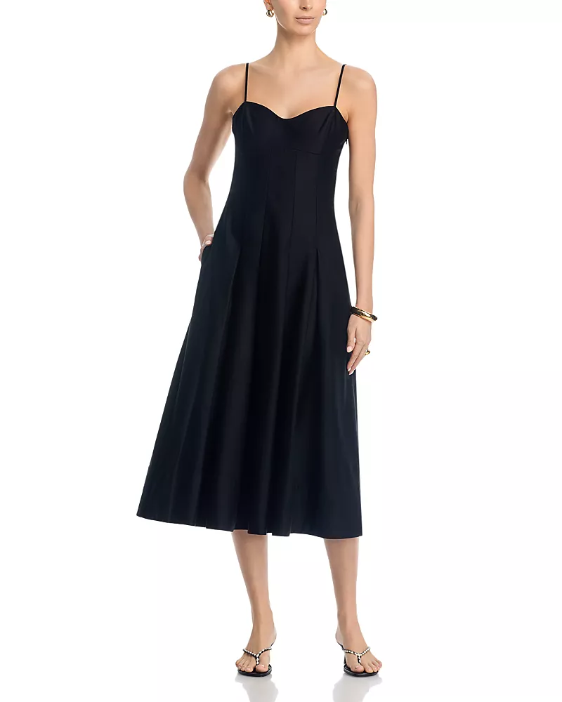 French Connection Sateen Pleated Midi Dress