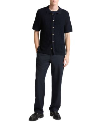 Crocheted Button Front Short Sleeve Shirt