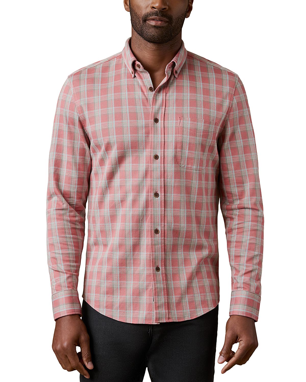 Faherty Coastline Knit Plaid Button Down Shirt