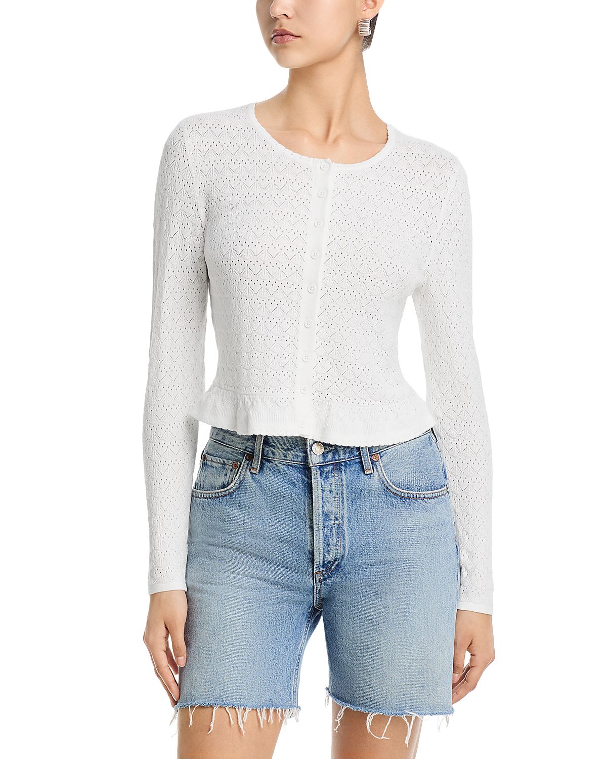 Aqua Pointelle Cardigan Sweater - Exclusive