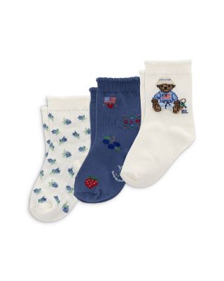 Girls' Blueberry Bear Socks, 3 Pack - Baby