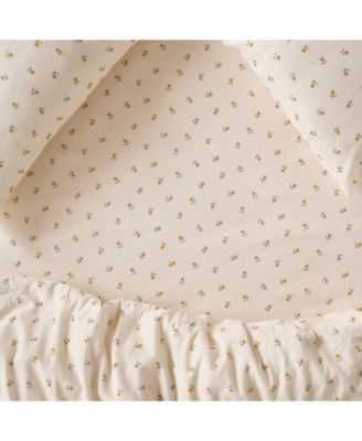 Piglet In Bed Posy Bud Linen Blend Fitted Sheet, Queen In Animal Print