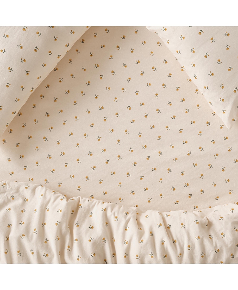 Piglet In Bed Posy Bud Linen Blend Fitted Sheet, Queen In Animal Print
