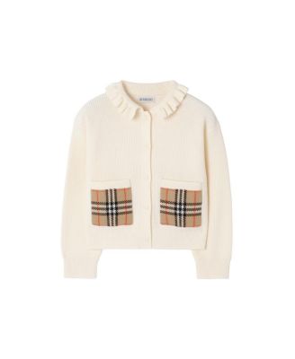 Girls' Check Pocket Cotton Wool Cardigan - Baby, Little Kid, Big Kid